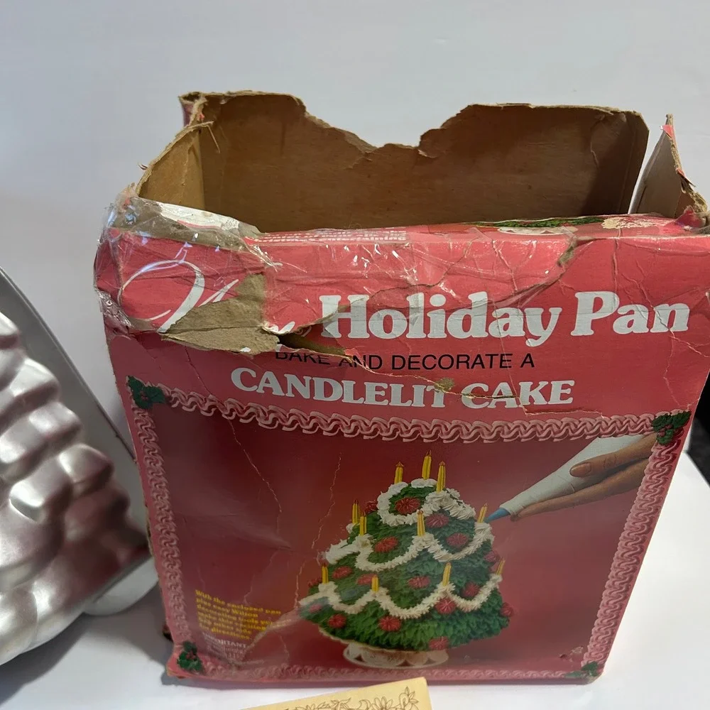 VTG Wilton Candlelit Cake Christmas Pan Holiday Tree Kit Cake Mold Bake Set 1973